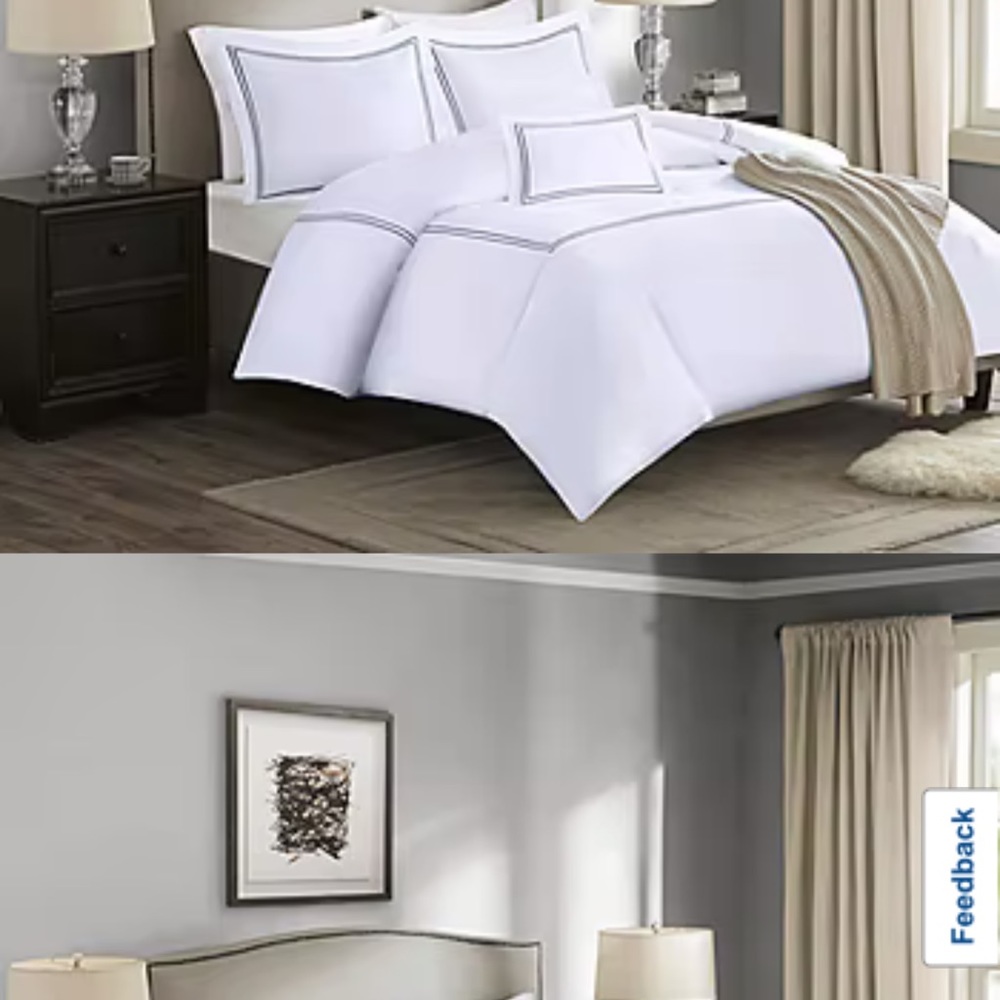 COPY - Madison Park Sign. 1000-Thread-Count Embroidered 5Piece Full/Queen Comfo…